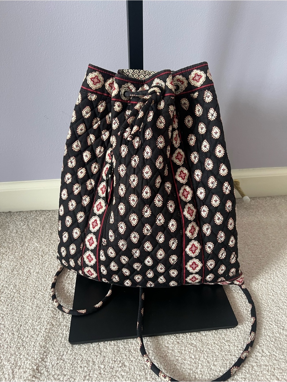 Vera Bradley Black Quilted Drawstring Bag